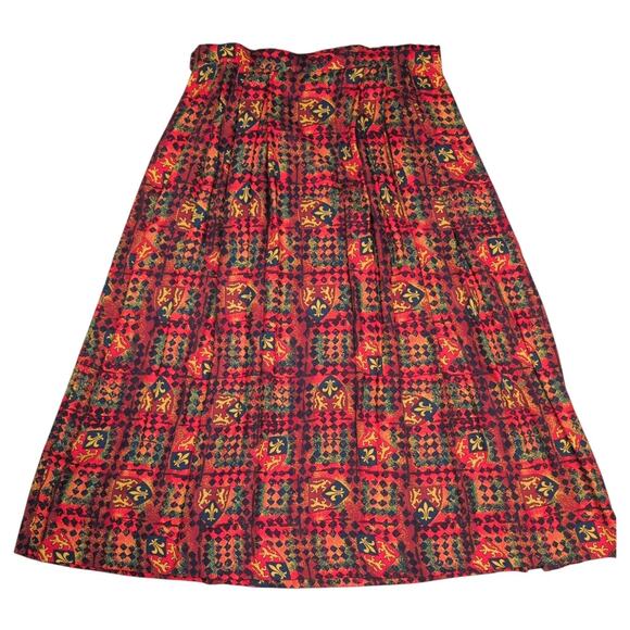 VTG Pleated Midi Skirt Crest 14 Preppy Old Money Academia Ivy League USA Made - Picture 2 of 6